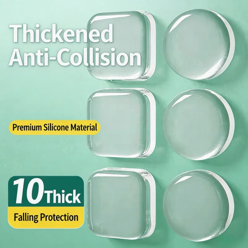 Self-Adhesive Clear Silicone Bumper Pads, Invisible Door Handle Wall Protector, Shock Absorbing Anti-Collision Sticker for Home