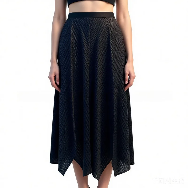

Miyake Pleated Half Skirt 2026 New Women's Fashion Versatile Solid Color Elastic Waist Irregular Hem Loose Bud Skirt Vacation