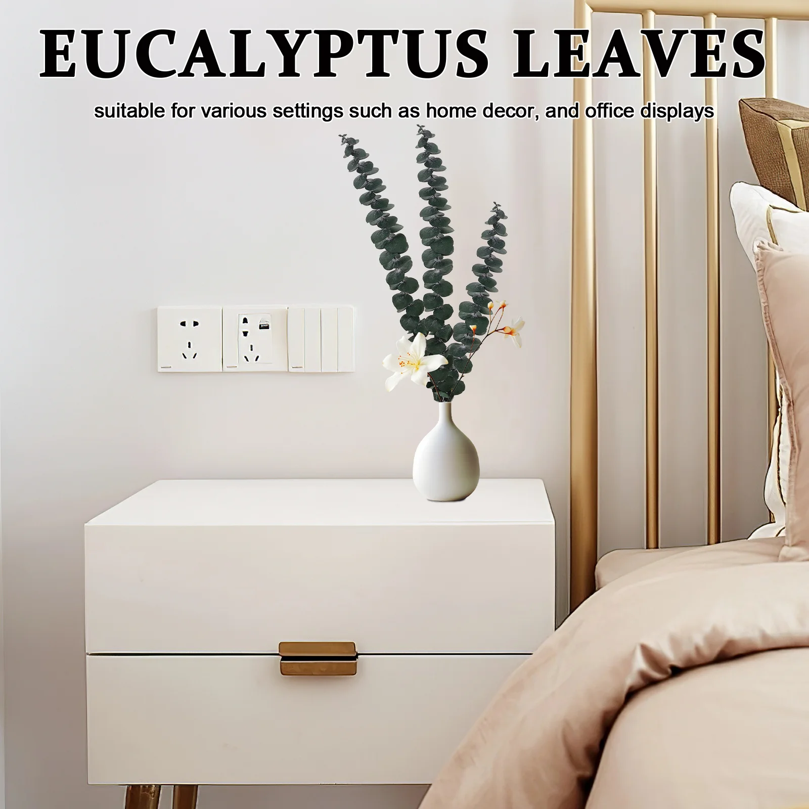 30Pcs Dried Eucalyptus Leaves Stems Realistic Artificial Green Foliage Elegant Round Leaf Design for Table Centerpiece Party