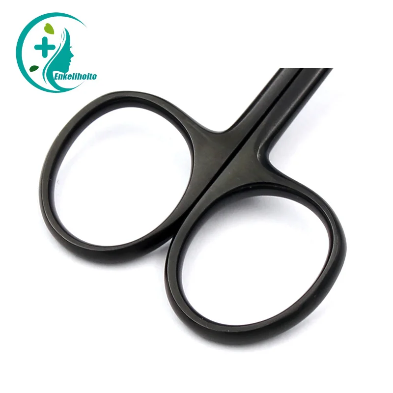 12.5cm Porcelain black handle eyelid scissors cosmetic surgery tools stainless steel express scissors