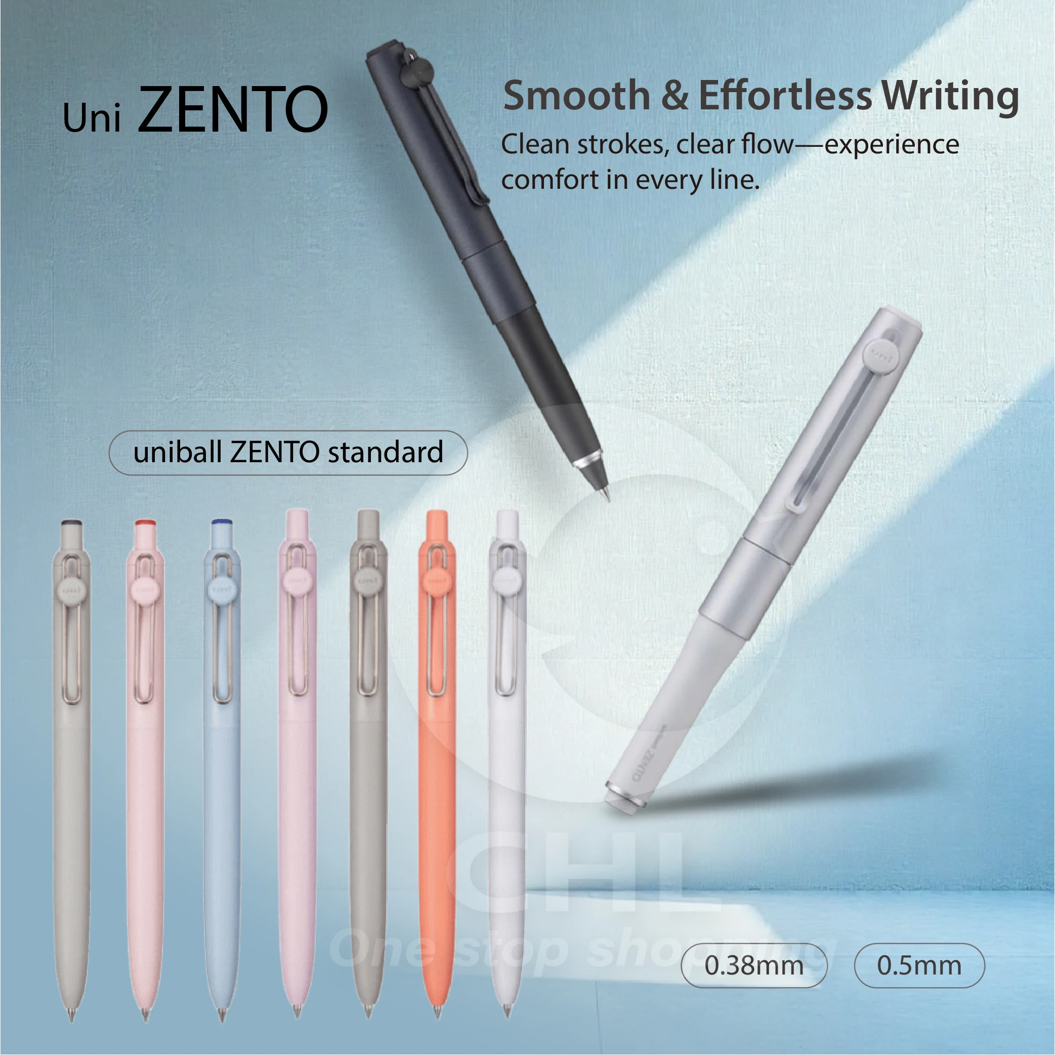 

uni-ball ZENTO Gel Pen 0.5mm 0.38mm Fine Tip Japanese Pen Magnetic Cap Smooth Writing Office School Stationery Signature Pen