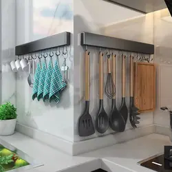 NEW Punch-Free Kitchen Hook Rack Wall Wall Hanging Rod Rack Kitchenware Rack Spoon Shovel Storage Rack