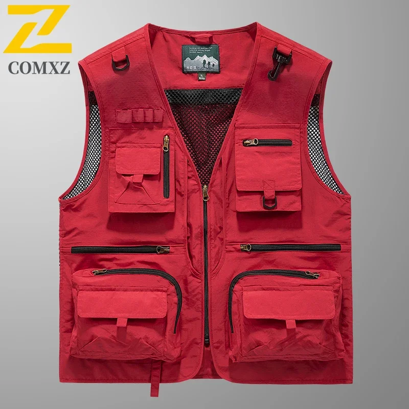 

Large Size Men Casual Vest Summer New Lightweight Breathable Loose Fishing Sleeveless Jacke Multiple Pockets Camping Hiking Vest