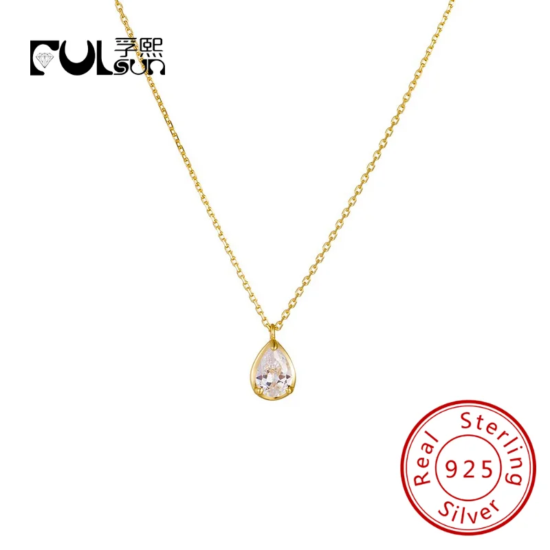 

Ожерелье с подвеской в форме капли из стерлингового серебра 925 пробы, позолоченные 14 карат, ювелирные изделия