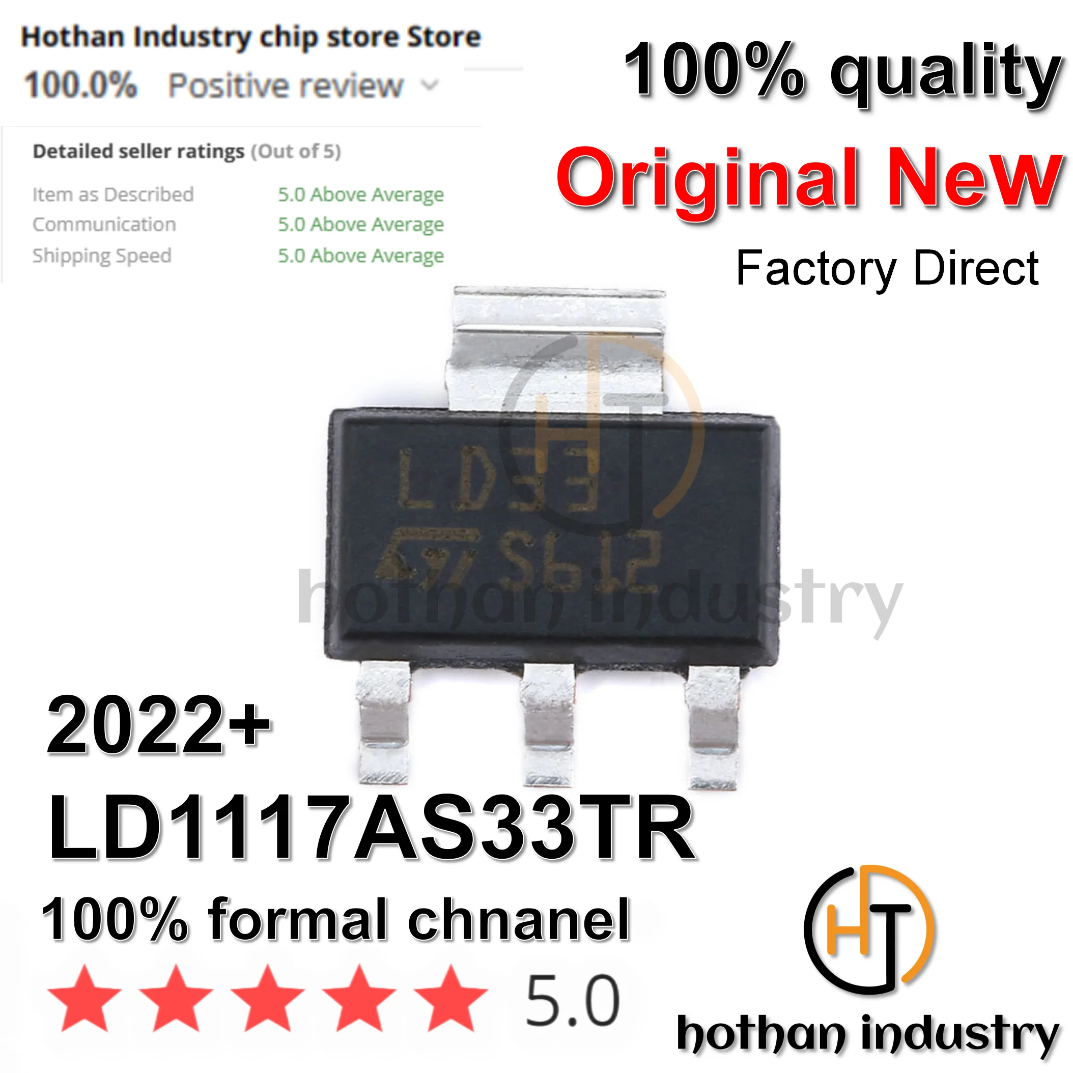 【5pcs】 LD1117AS33TR LD33  High Quality New 100% Original LDO Voltage Regulators 3.3V 1.0A Positive