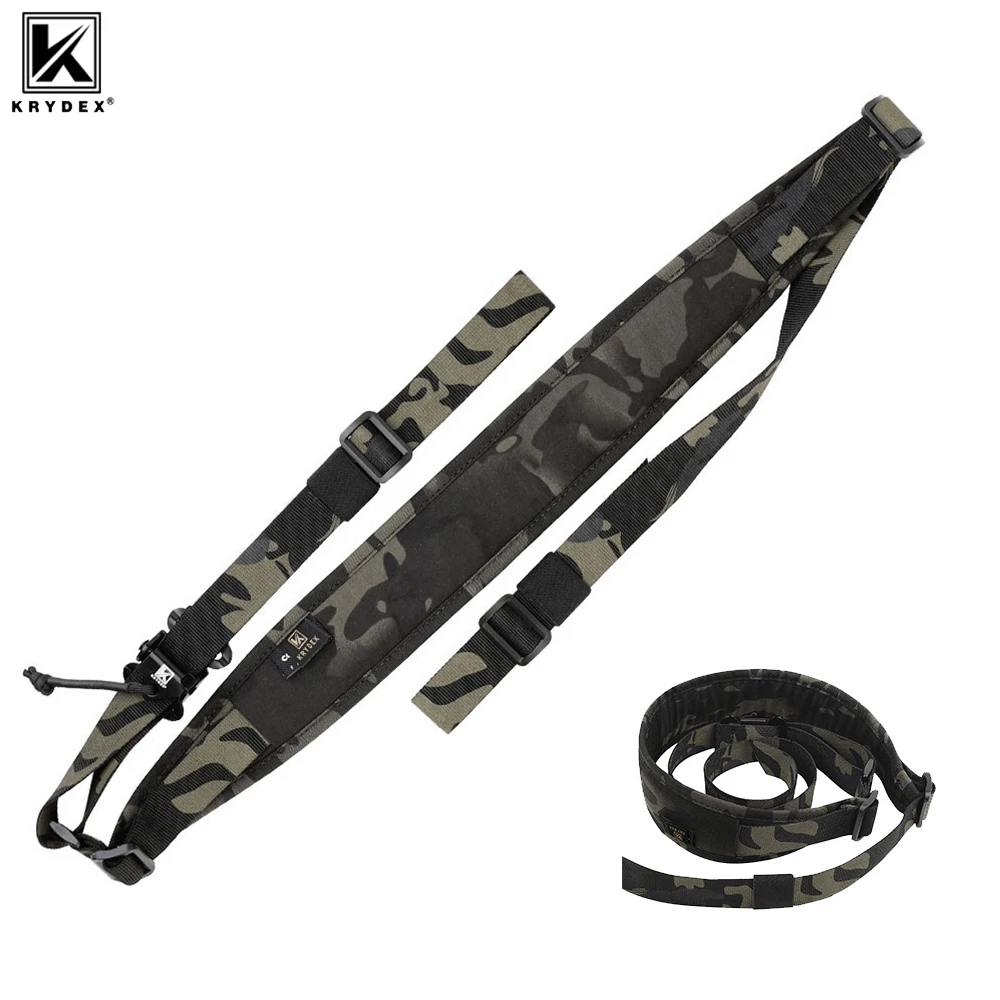 KRYDEX Tactical 2 Point Rifle Sling Adjustable Gun Slingster Padded Shoulder Strap Combat Modular Shooting Equipment