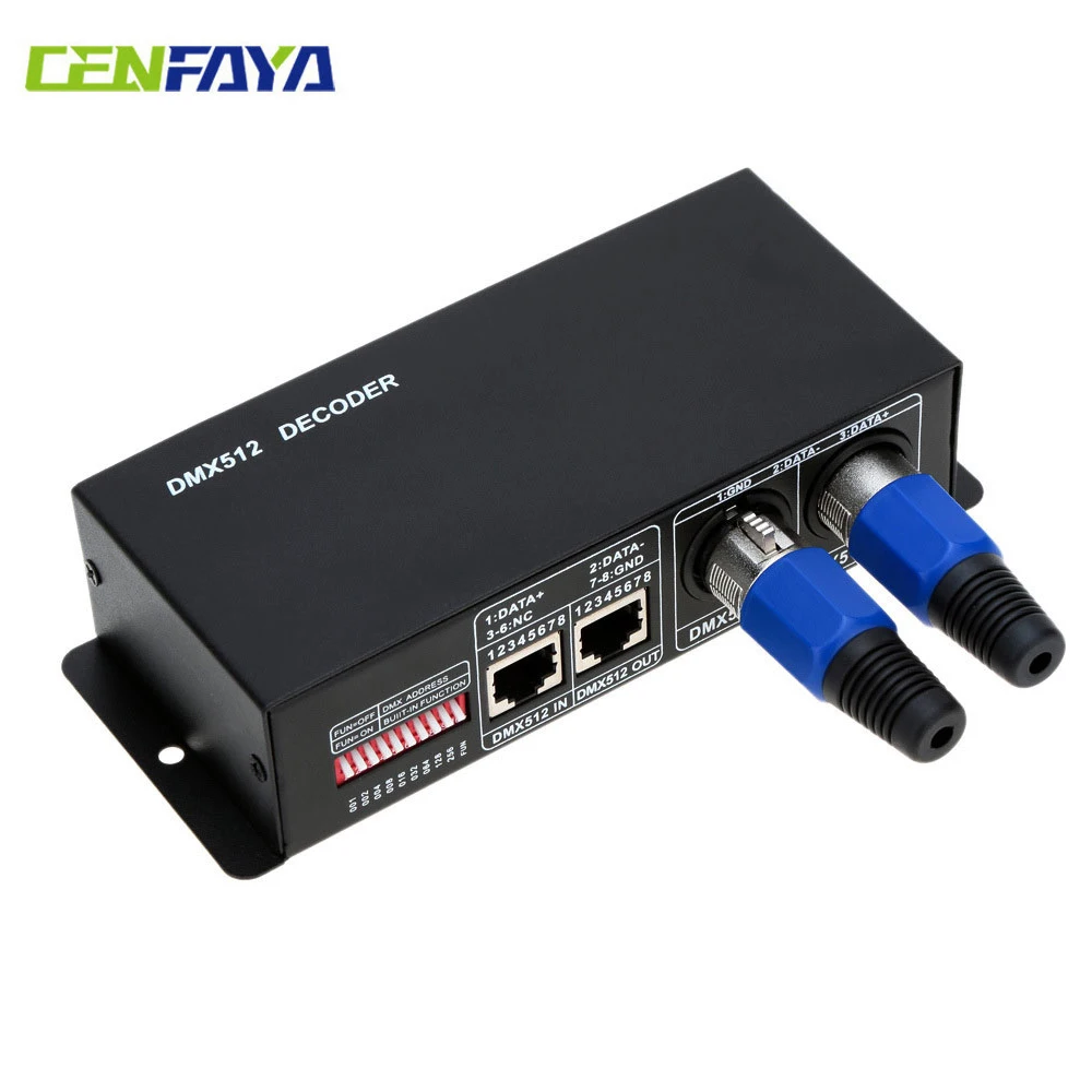 3 Channel DMX512 Decoder LED Dimming Controller Driver DMX PWM Constant Voltage Engineering Decoder for DC12V-24V RGB LED Strip