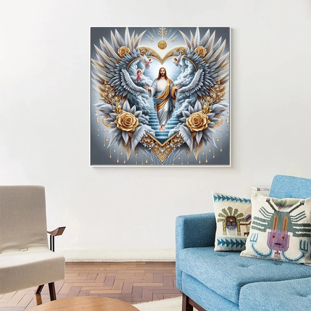 1pc frameless 5D DIY Diamond Painting New 2025 Jesus Religion Full Drill Mosaic Embroidery Cross Stitch Kits Modern Home Decorat view 2