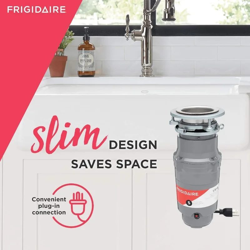 Frigidaire 1/3 HP pembuangan sampah berkabel untuk wastafel dapur | FF03DISPC1, abu-abu