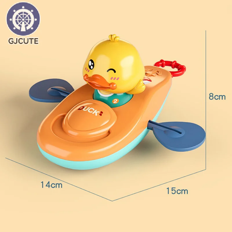 1Pcs Classic Water Toy Cute Cartoon Duck Bath Props Back Rowing Boat Baby Bathing Swim Duck Chain Clockwork Toys For Children