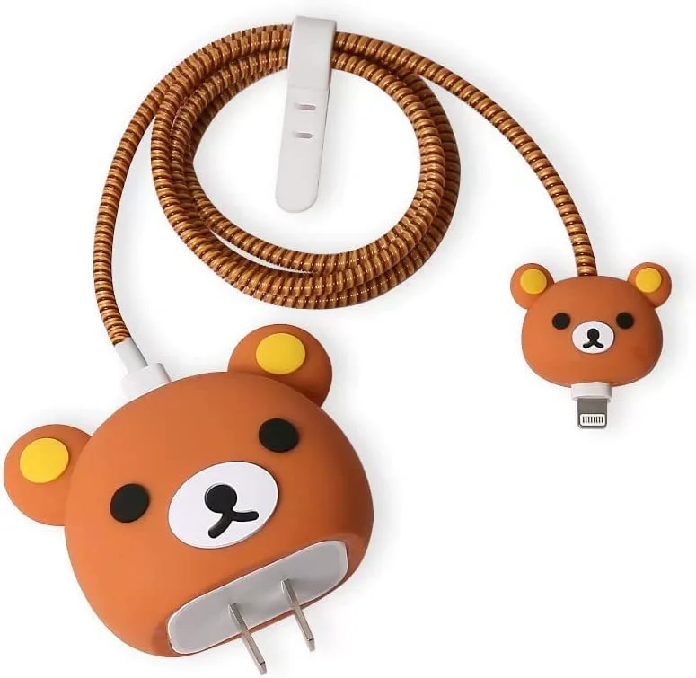 Rilakkuma كابل بيانات غطاء للحماية أنيمي الاسترخاء الدب كابل العض جهاز مكافحة كسر شحن ملحقات الهاتف هدية المبيعات الساخنة #5