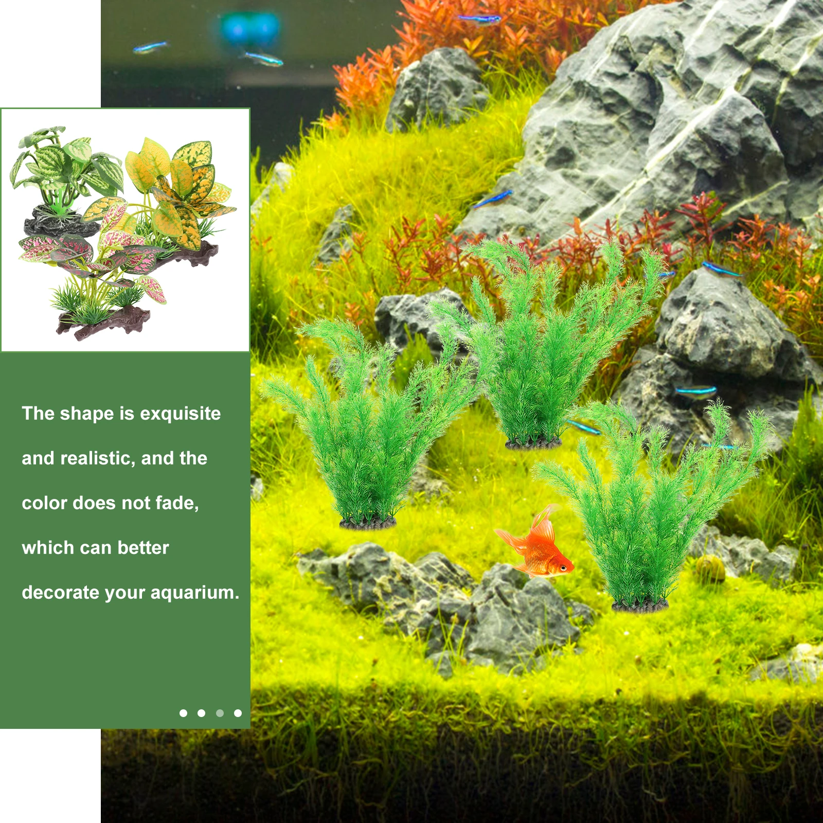 

3Pcs Simulated Aquatic Plant Decor High-Grade Resin Realistic Artificial Plants for Aquarium Fish Tank Lifelike Water Grass