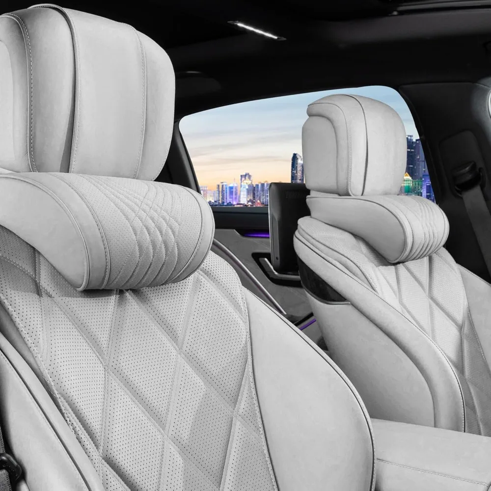 

Автомобильная подушка для шеи для подголовника, кожаный чехол из наппа, поддерживающие подушки для головы для вождения, подушка для подголовников из пены с эффектом памяти для большинства Ca