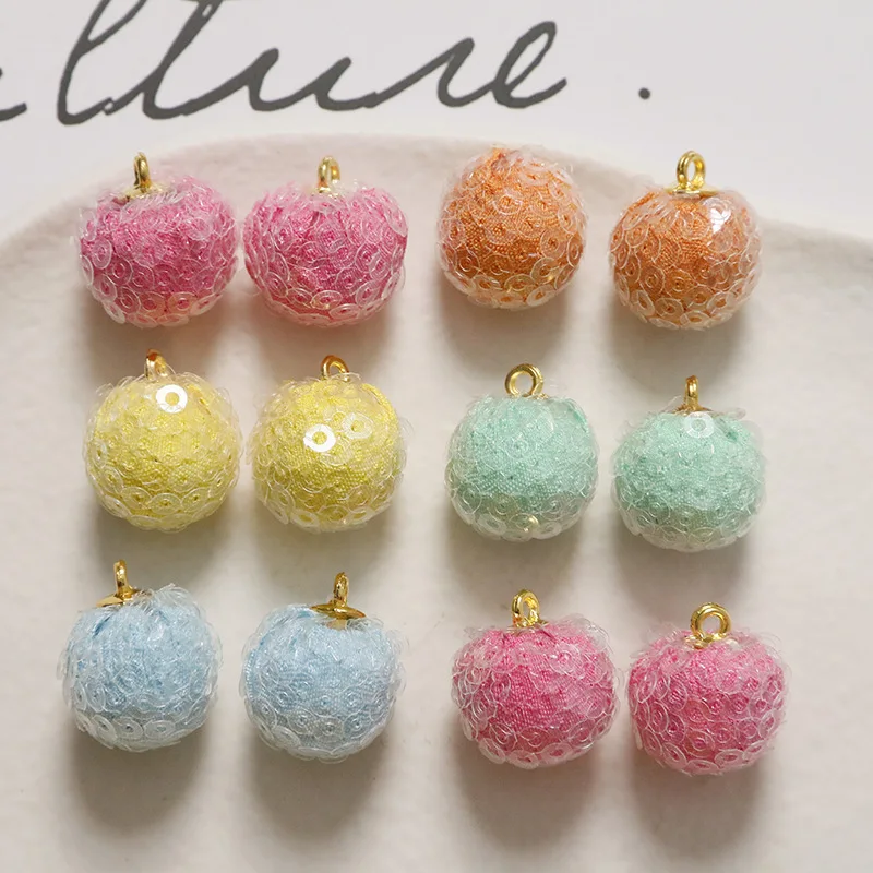 

Wholesale 50pcs/lot color print Sequins/fabric decoration geometry rounds shape balls beads charms diy jewelry accessory