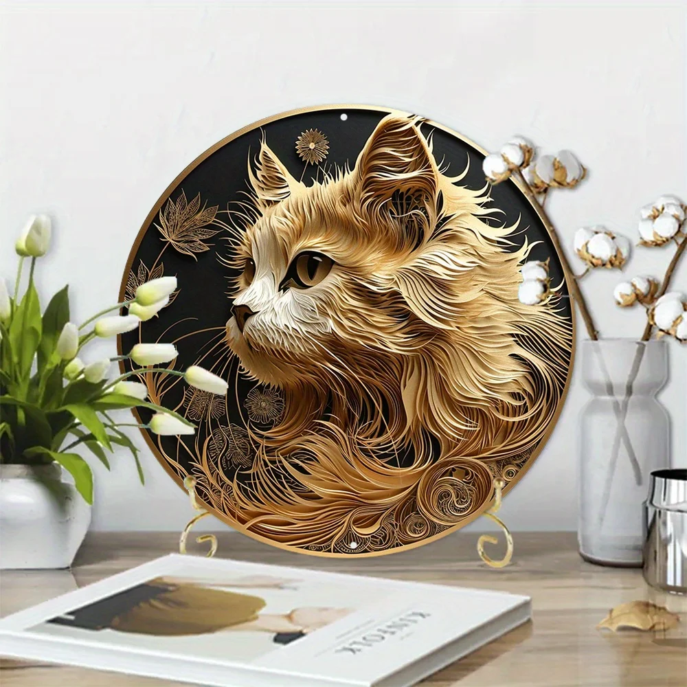 Round Metal Aluminum Sign Art Painting Wreath Decorative Plates Entrance Decor Gift Mask Theme For Bar Club Home Room Wall Decor