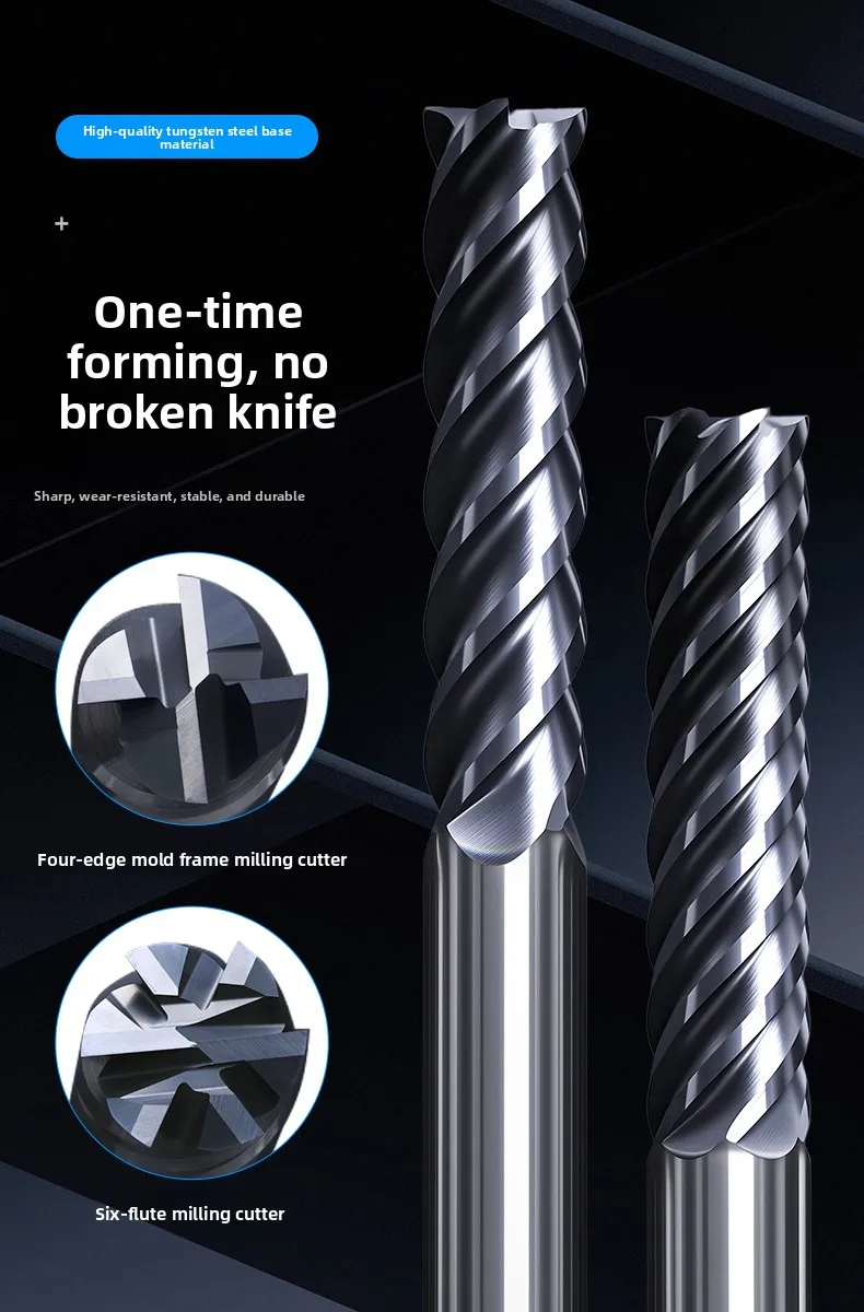HRC65 Hartmetall-Fräser 4 6 Schneiden Umgekehrte Konische Verlängerte Schaftfräse 10 12 16mm für Formenbau-Basismetallbearbeitung – Detail 10
