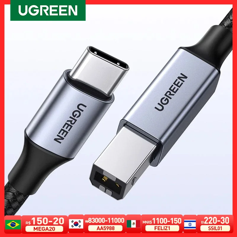 Ugreen-USB C to USB 타입 B 2.0 케이블, 신제품 MacBook Pro HP Canon Brother Epson Dell 삼성 프린터 c형 프린터 스캐너 코드