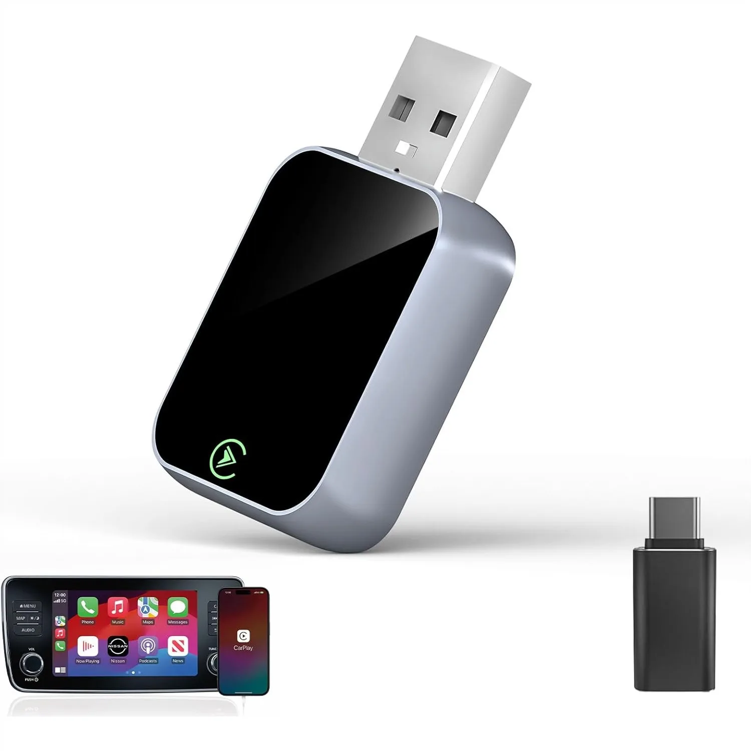 Wireless CarPlay Adapter for iPhone - Bluetooth 5.3, 5GHz Wi-Fi, No Audio Lag, Auto-Connect - Plug & Play Upgrade