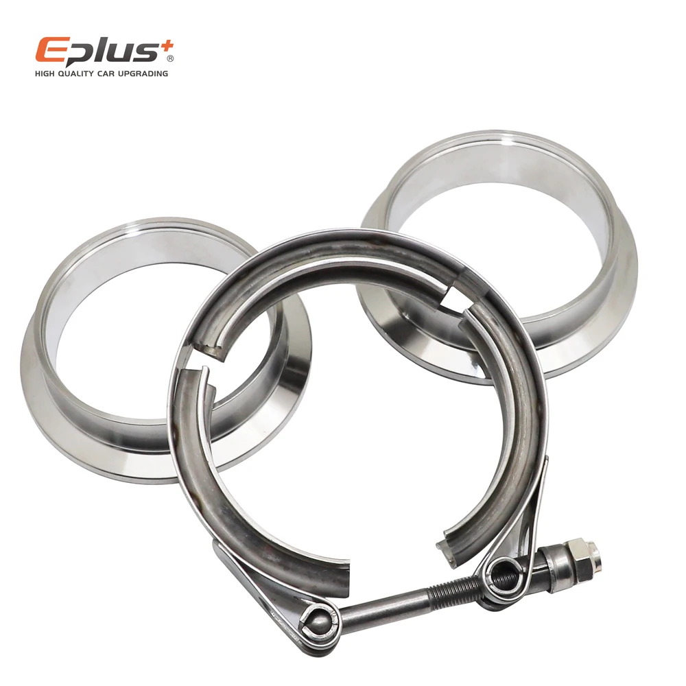 

304 Stainless Steel V Band Clamp with Male Female Flange Kit Exhaust Pipe Clamp Car Exhaust System Turbo Muffler Downpipe Flange