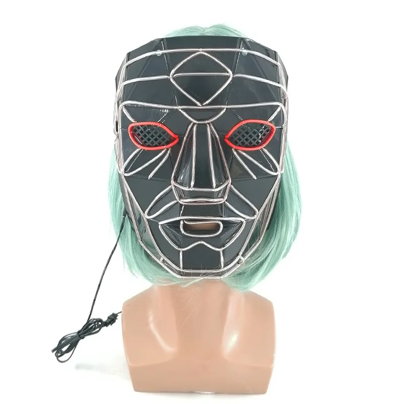 Halloween LED Leuchtmaske, Gruselmaske, Leuchtende EL-Draht-Masken für Festival-Partygeschenke, für Männer, Frauen, Erwachsene – Detail 5