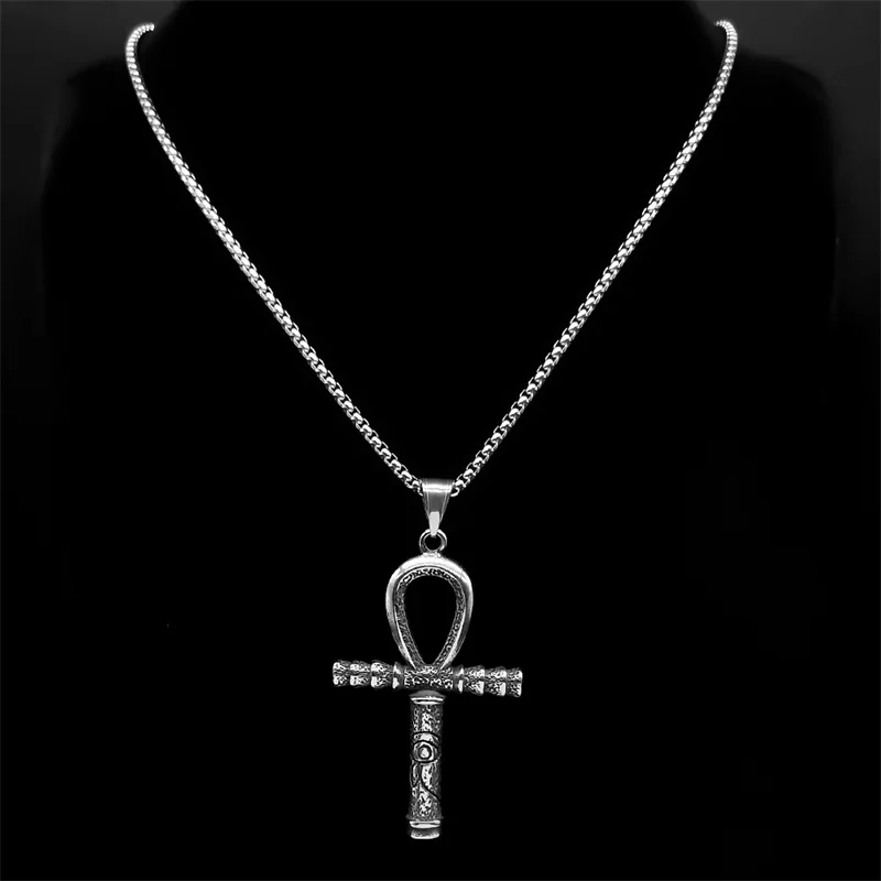 Auge des Ra Horus Ankh Kreuz Anhänger Halsketten für Frauen Männer Edelstahl Silber Farbe Mythologie Ägyptische Augen Symbol Schmuck – Detail 5