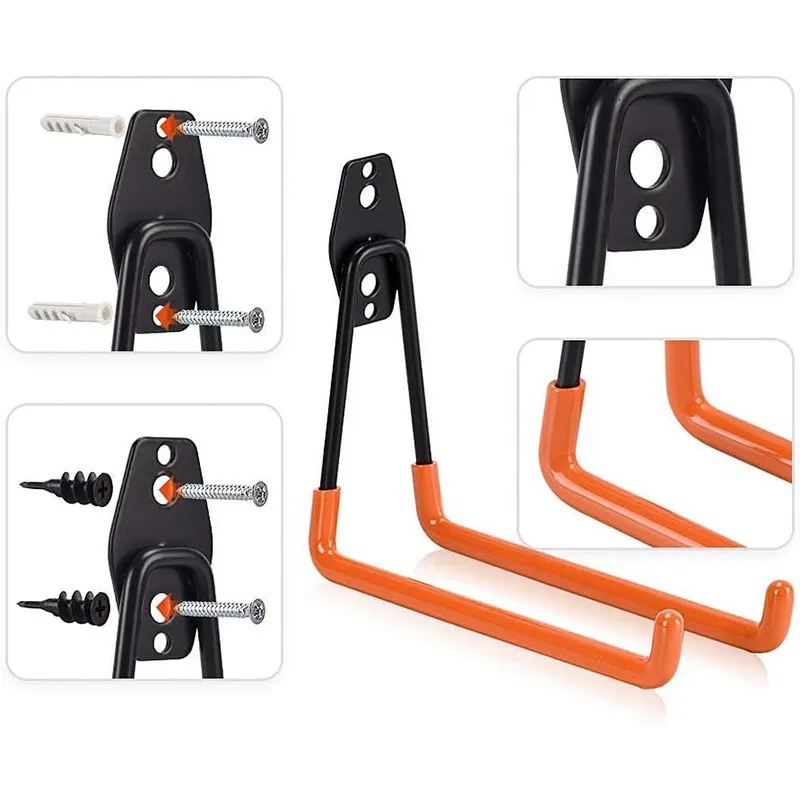Heavy Duty Metal Hooks Wall Mounted Garage Organizer Hooks Bicycle Hooks Wall Mounted Non-Slip Storage Hooks Garden Storage Tool image 2