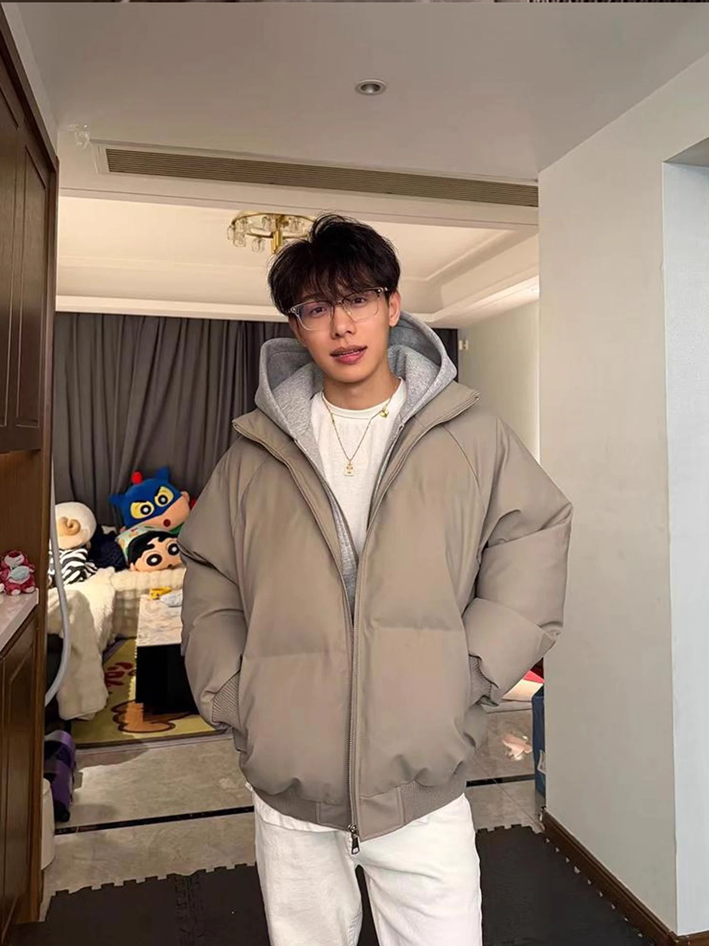 Thiened American Sle ort القطن Jaet الرجال الشتاء قبعة تدفئة بولي Leather الجلود Jaet الملابس القطنية لا مطابقة قطعتين #2