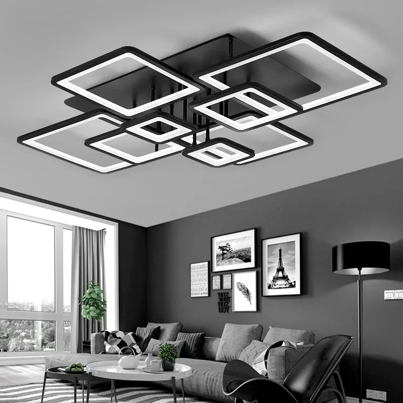 Modern Living Room Acrylic Led Ceiling Lamp Bulb 220v Black Bedroom Study Ceiling Light Home Dining Room Lighting Lustre Fixture