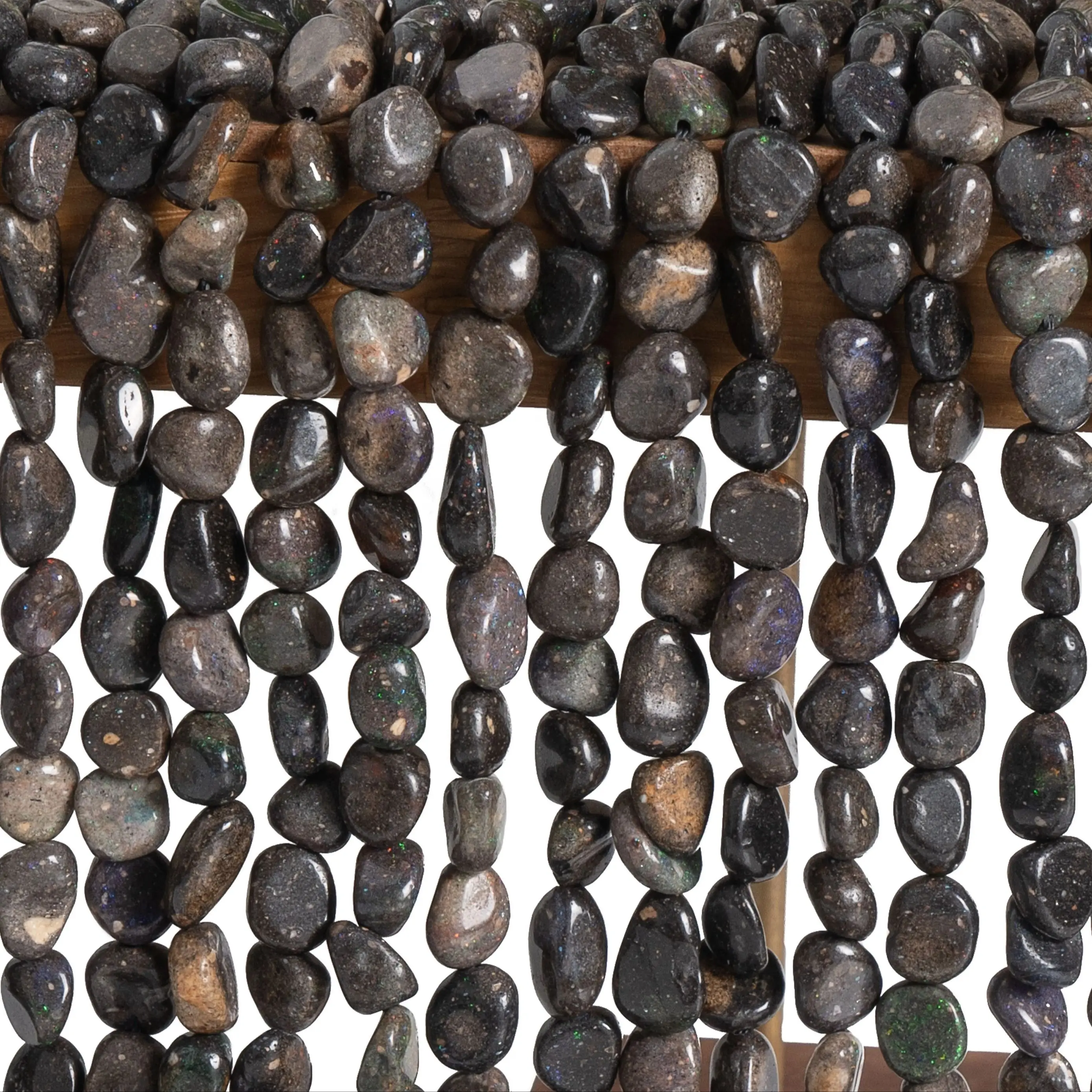 Pebble Shape Rainbow Bling Brown Opal Beads AA Grade Gemstone Loose Beads 10x5MM for Christmas New Year Gift Jewelry Making