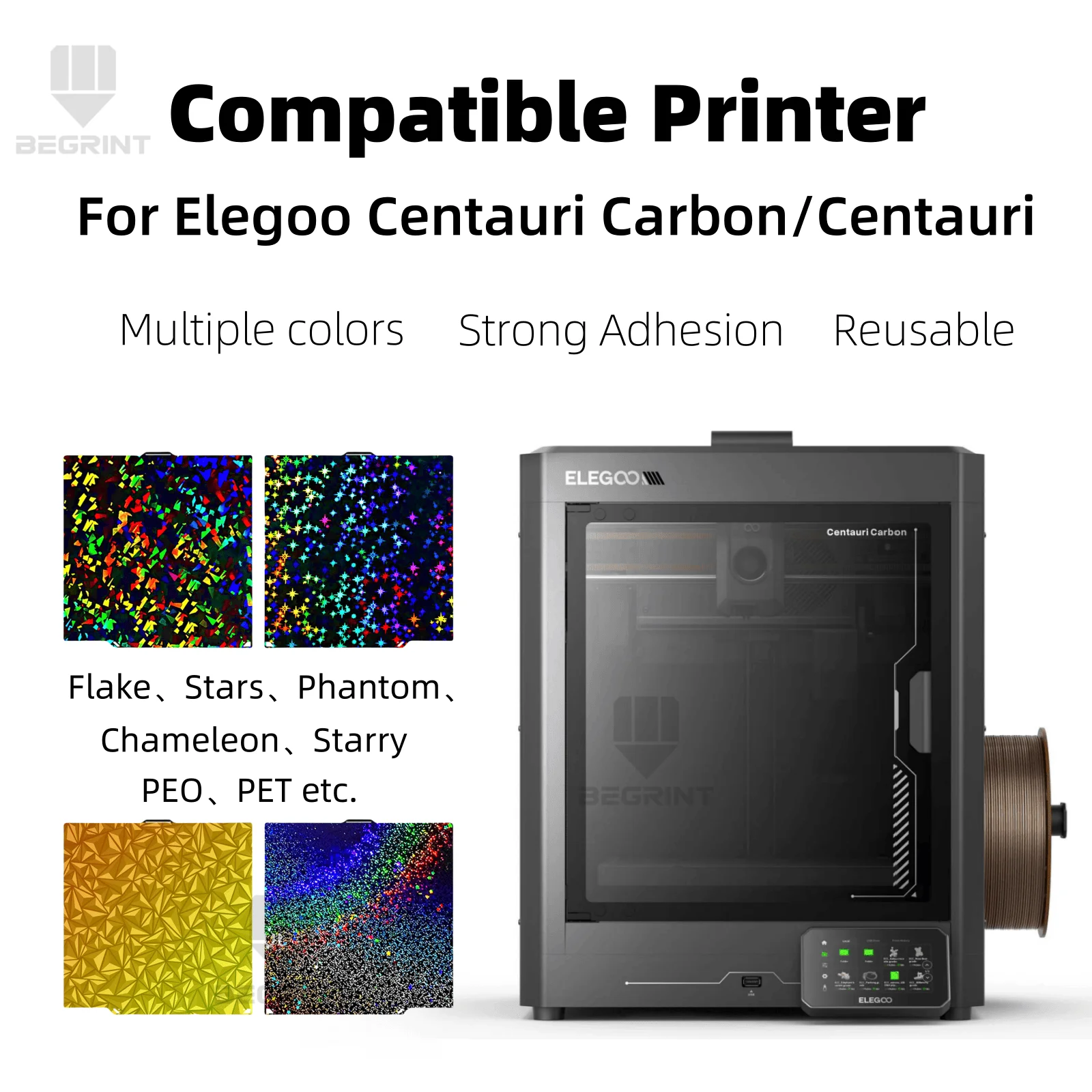 สร้างแผ่นสําหรับ Elegoo Centauri Carbon PEI Texture PET PEO คาร์บอนไฟเบอร์ Heatbed แผ่นสําหรับ Centauri คาร์บอน 3D เครื่องพิมพ์อุปกรณ์เสริม
