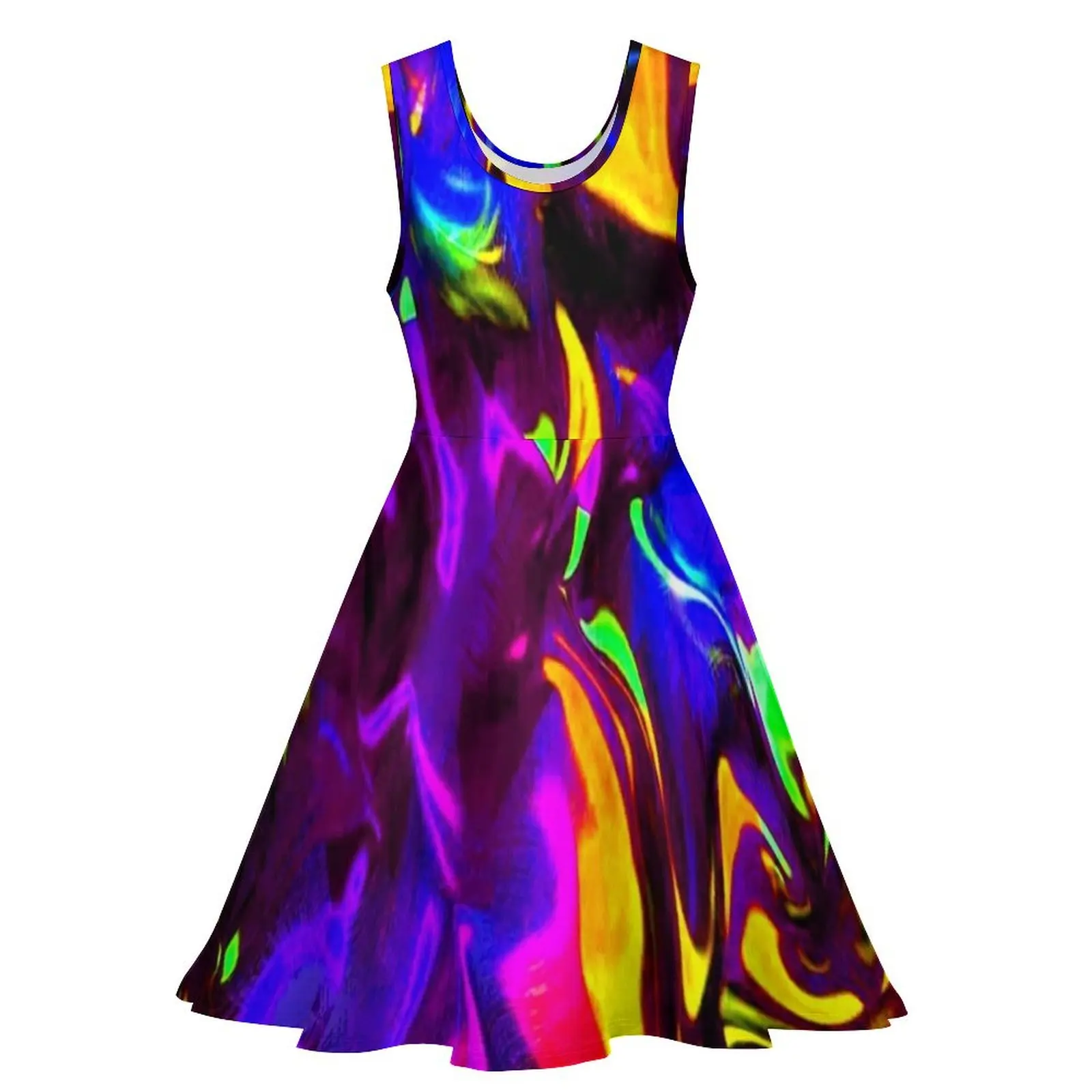 Rave Rainbow of Glow Stick Fire Sleeveless Dress dress dresses chic and elegant evening dress Women