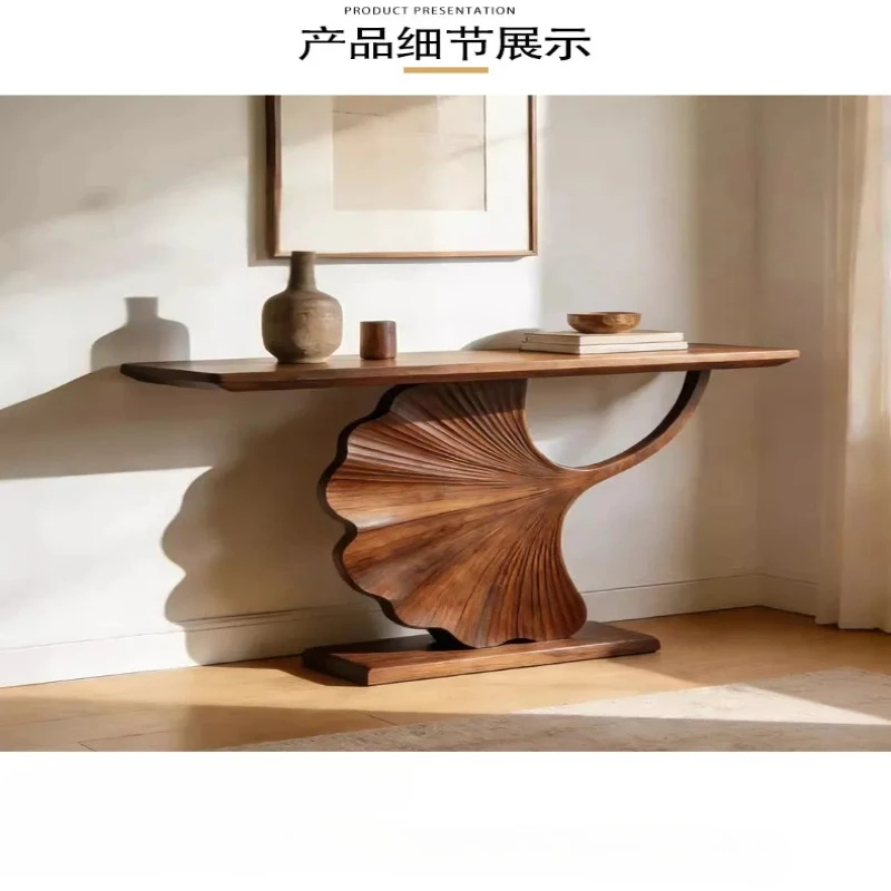 

X-S black walnut simple story, Song-style aesthetics, entrance table, , solid wood entrance platform