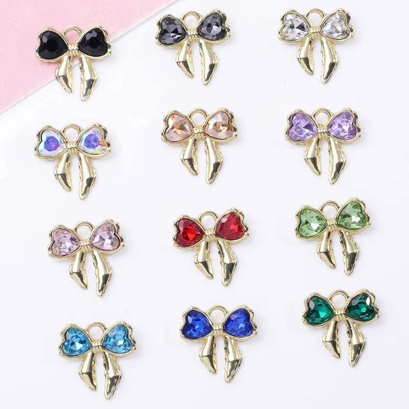

100Pcs sets new Chinese sweet ins love bow pendant DIY jewelry earrings collarbone chain accessories material wholesale