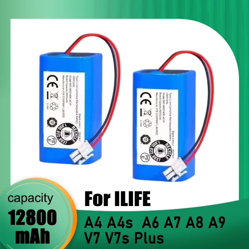الأصلي 14.8 فولت 12800 مللي أمبير بطارية ليثيوم ل ILIFE A4 A4s V7 A6 V7s زائد جهاز آلي لتنظيف الأتربة INR18650 M26-4S1P البطارية