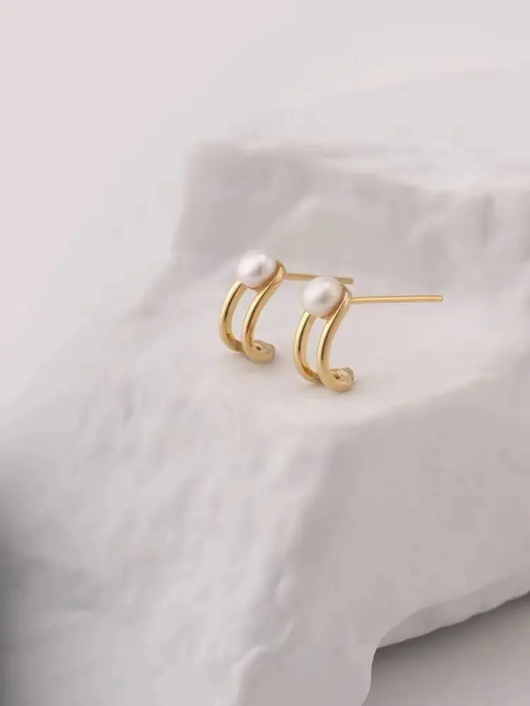 

Wholesale S925 Sterling Silver Earrings Mount Findings Settings Base Mounting Parts Accessory for 5-6mm Pearls 5 pairs/lot