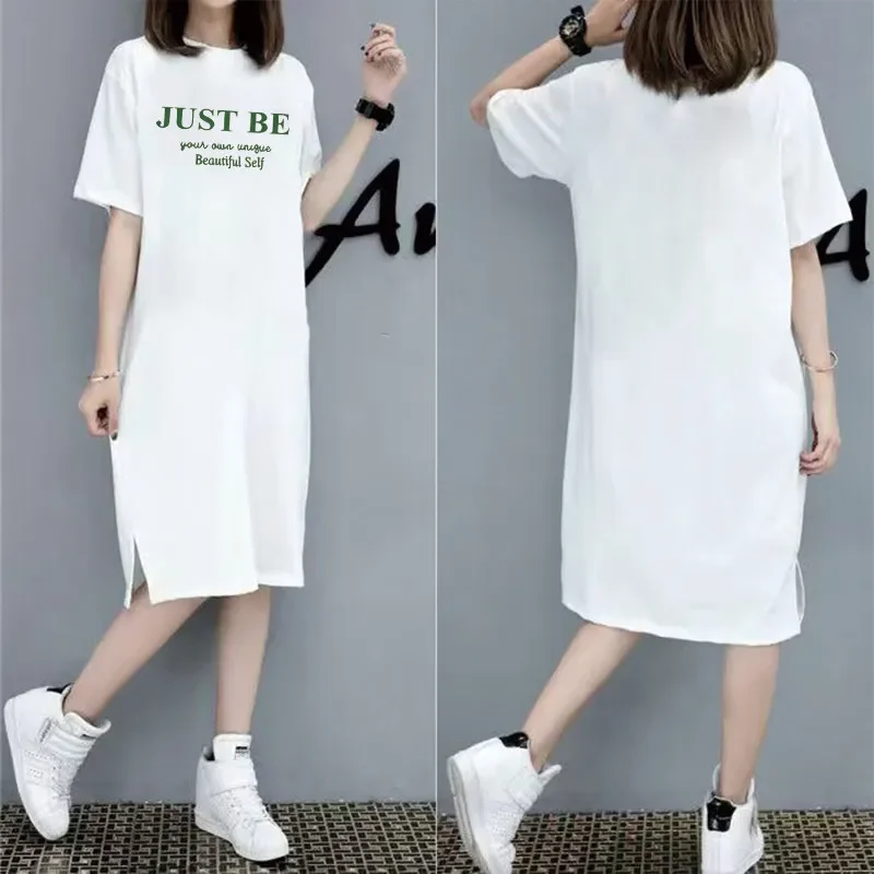 Loose Letters Simple Printed Short-sleeved Women's Comfortable Casual Dress