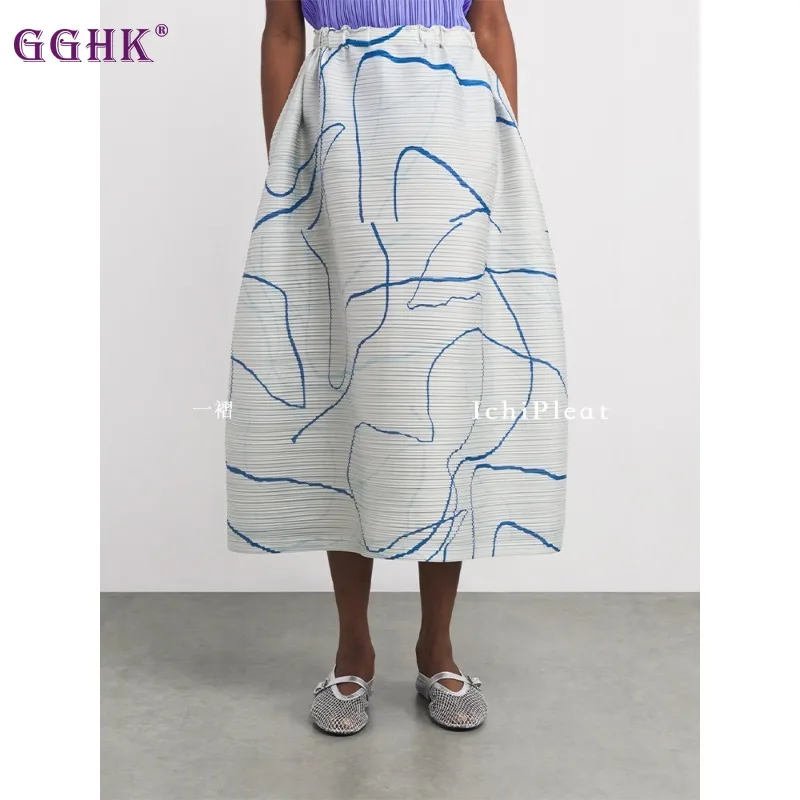 

Casual Occasions Women Half Skirt Striped Print Design Comfortable Elegant Fashion Loose Oversized 2026 Spring Female Half Skirt