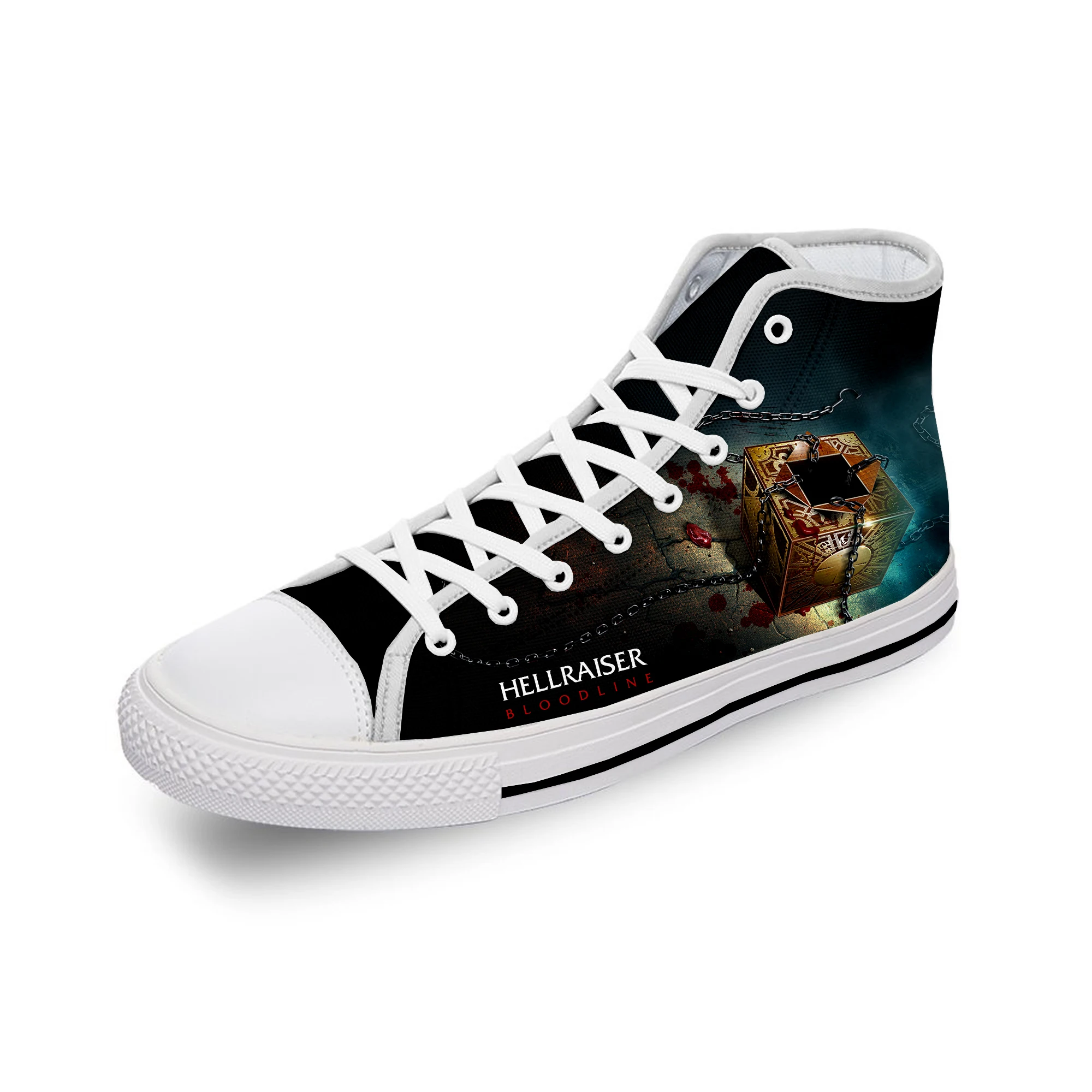 Hellraiser Movie Pinhead Horror White Cloth Fashion 3D Print High Top Canvas Shoes Men Women Lightweight Breathable Sneakers