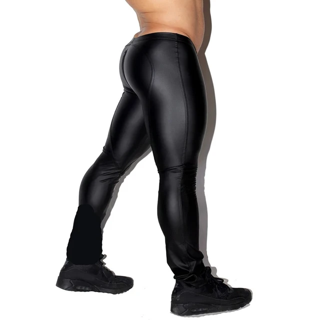 Mens leather look leggings best sale