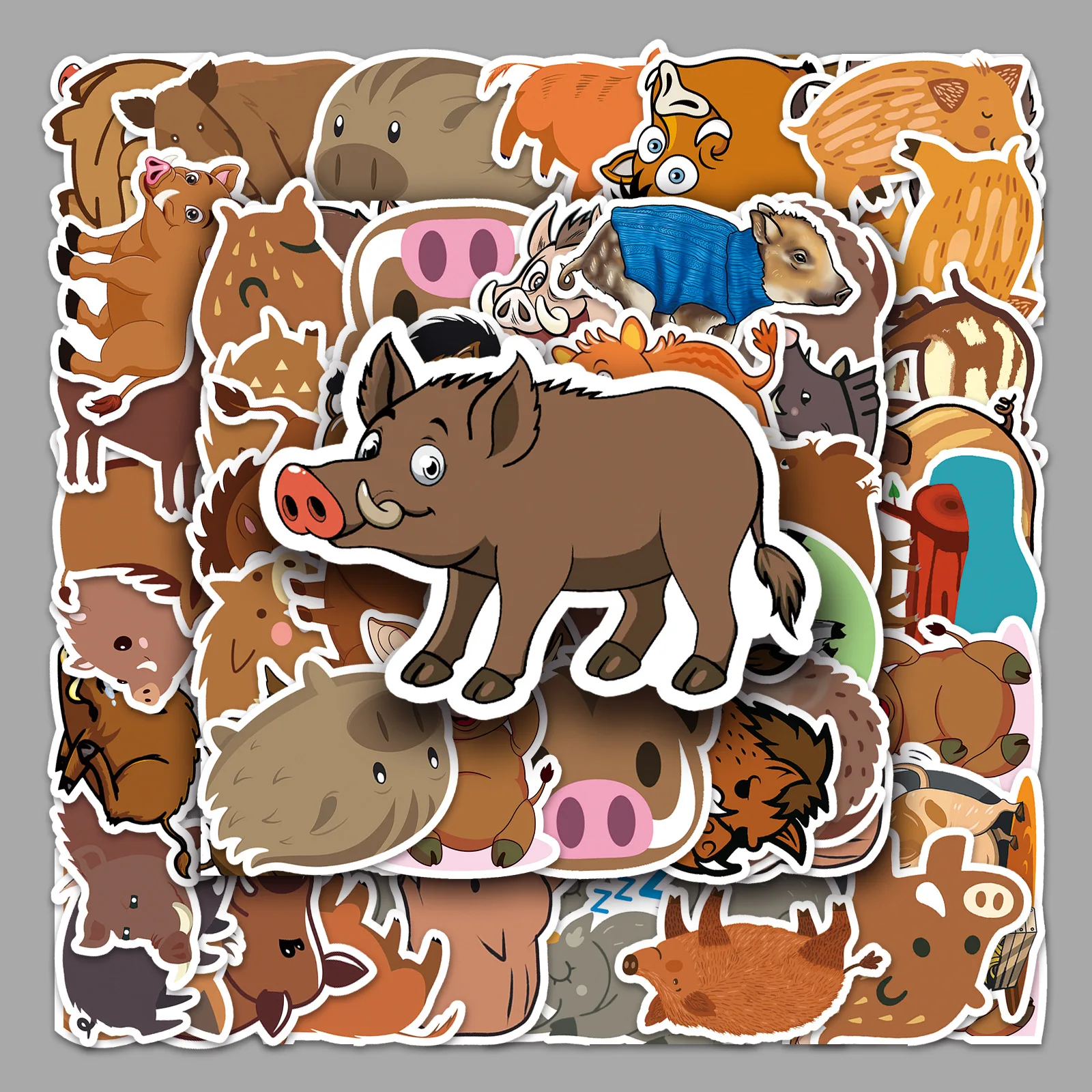 50 قطعة ملصقات الكرتون الخنزير البري لطيف الحيوان الكتابة على الجدران الاطفال اللعب الأمتعة المحمول الهاتف الغيتار سيارة الدراجة الشارات الديكور اللعب هدية