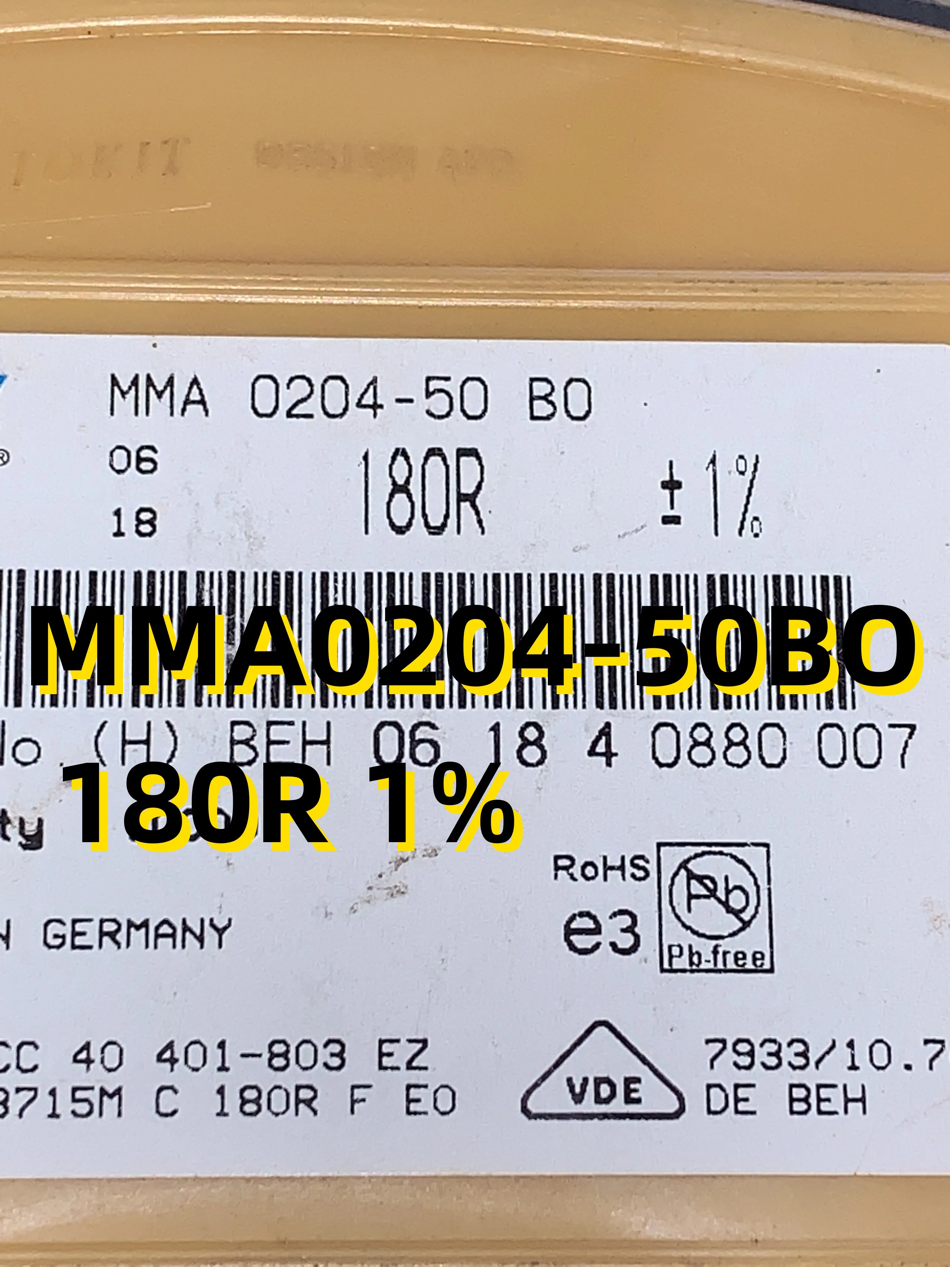 30 pièces MMA0204-50BO 180R 1% 06+ SMD