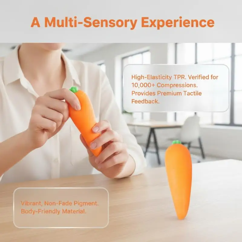 Carrot Stress Relief Toy Soft Sensory Fidget Pinch Toy for Kids Adults Office Anxiety Relief Party Favors