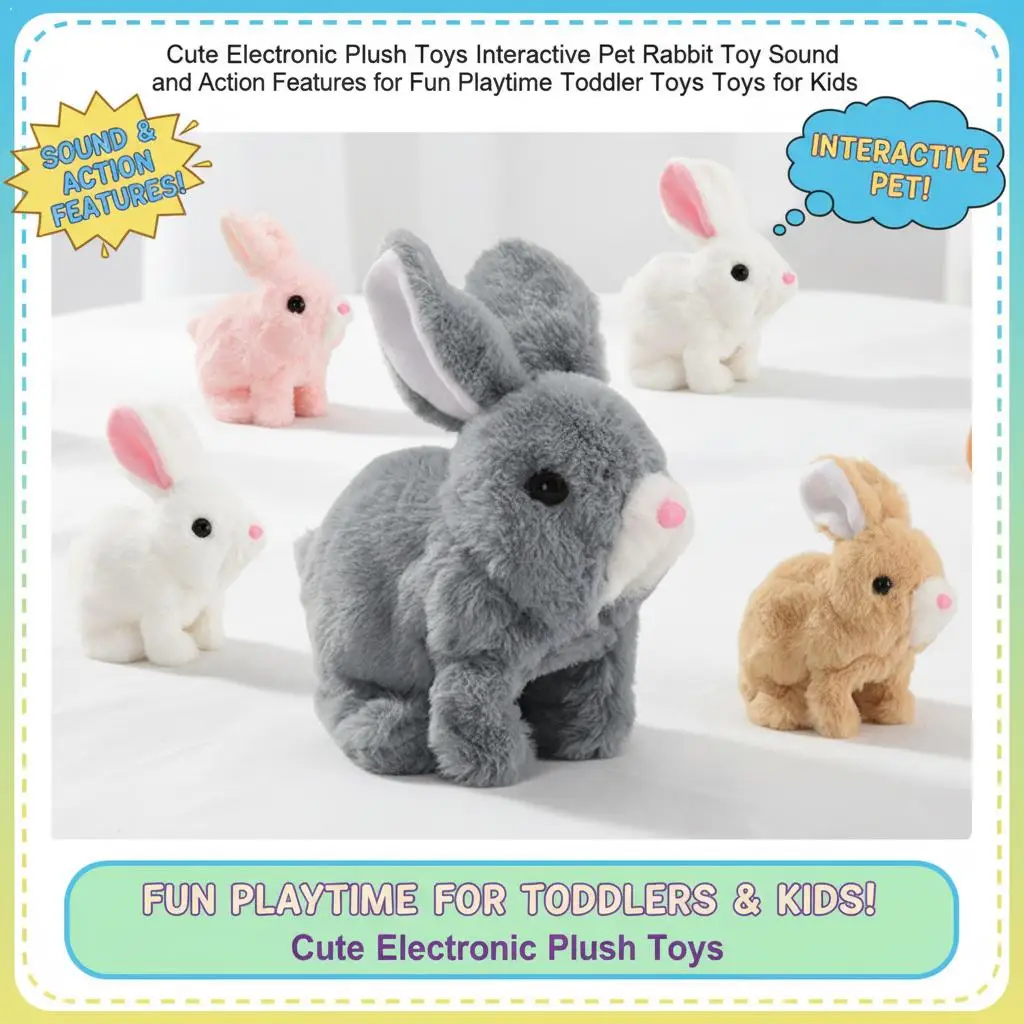Interactive Electronic Plush Rabbit Toy for Kids - Cute Robotic Bunny Walks & Makes Sounds Gifts Without battery