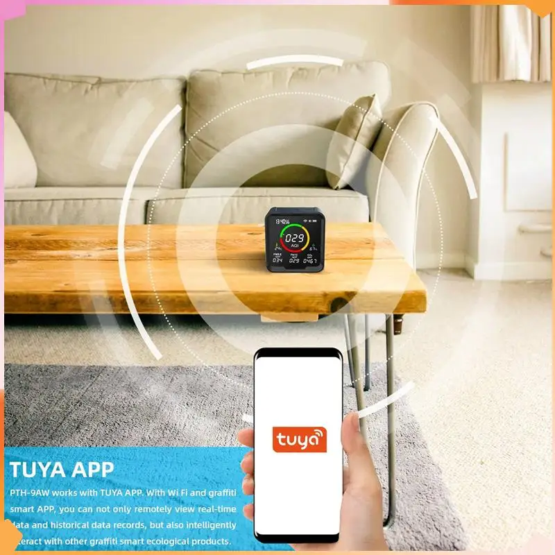 B94A PTH-9AW CO2 Detector With Monitor Carbon Dioxide Meter Digital Temperature Humidity Tester Clock PTH 9AW