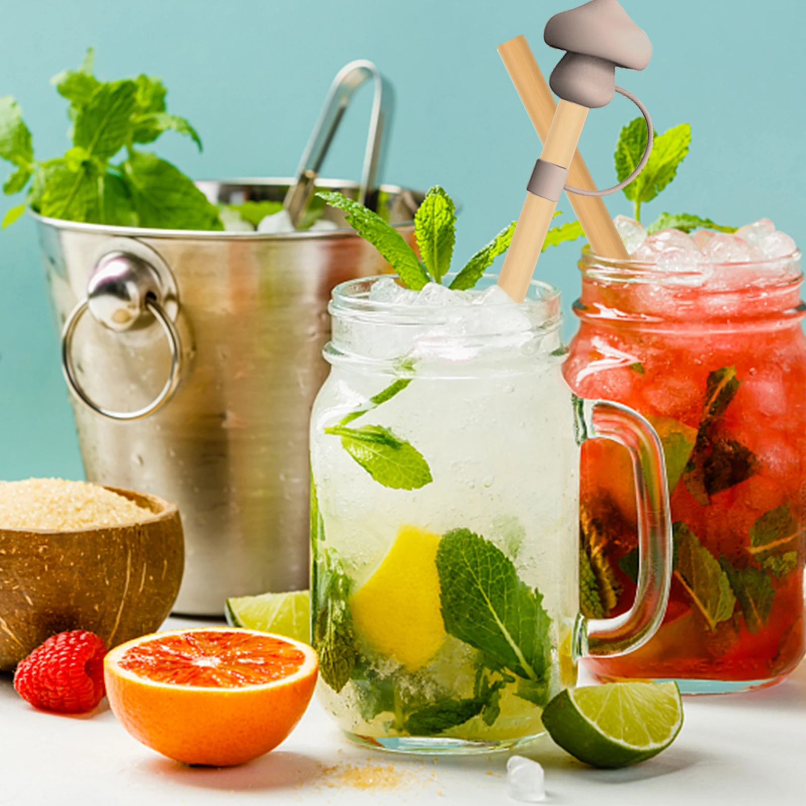 

4 set Straw Drinking Straw Cover Set Mushroom Silicone Caps Dirtproof Spillproof For Tumblers Bottles Protective