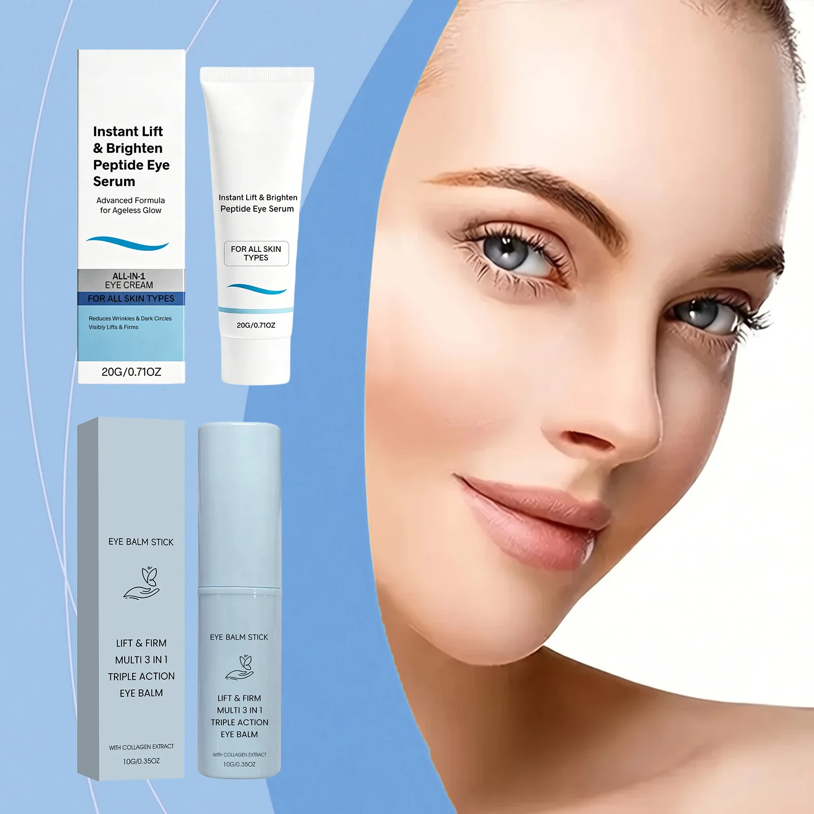 Collagen Eye Balm Stick Fade Fine Lines Dark Circles Removal Reduce Skin Puffiness Deep Hydrating Lifting Firming Eye Serum Oil