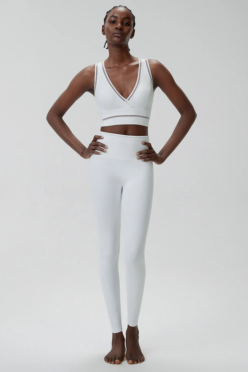 Zweiteiliges Fitness-Yoga-Set für Damen, weich, schmal geschnitten, dehnbar, atmungsaktiv, schnell trocknend, Sportbekleidung für Damen, Trainingskleidung – Detail 16