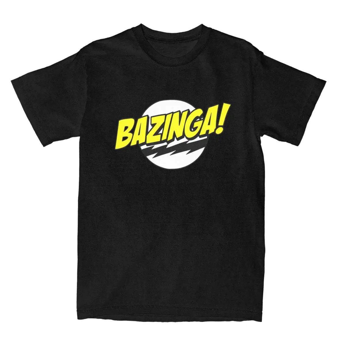 Streetwear T Shirt Bazinga The Big Bang Theory Cotton T-Shirts Yellow Popular Tshirt for Men Retro Casual Short Sleeve Clothing