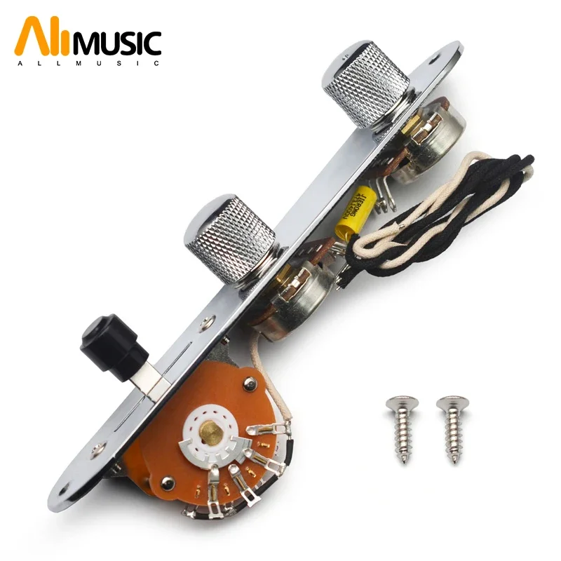 Blade Switch/500K Brass Shaft Pots Vintage Prewired Control Plate Harness for TL Electric Guitar with Waxed Cloth Wire Guitar Pa