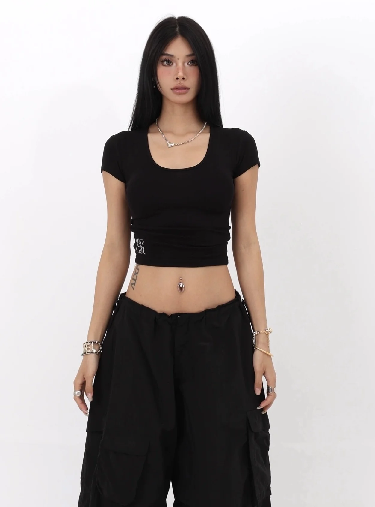 Slim Fit Short Sleeve U-Neck Jazz Dance T-Shirt Women's Summer Design Sensation Slimming Innerwear Outerwear Short Top